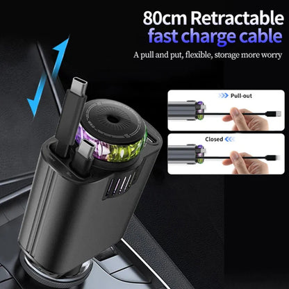 5-in-1 Starlight Car Charger Fast Charging USB Car Adapter with Ambient Light