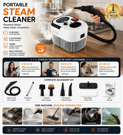 Portable Steam Cleaner Multi-Purpose Handheld Cleaning Machine for Home & Kitchen