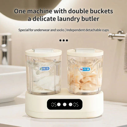 Double Bucket Mini Washing Machine – Compact Twin Tub Washer ✨
